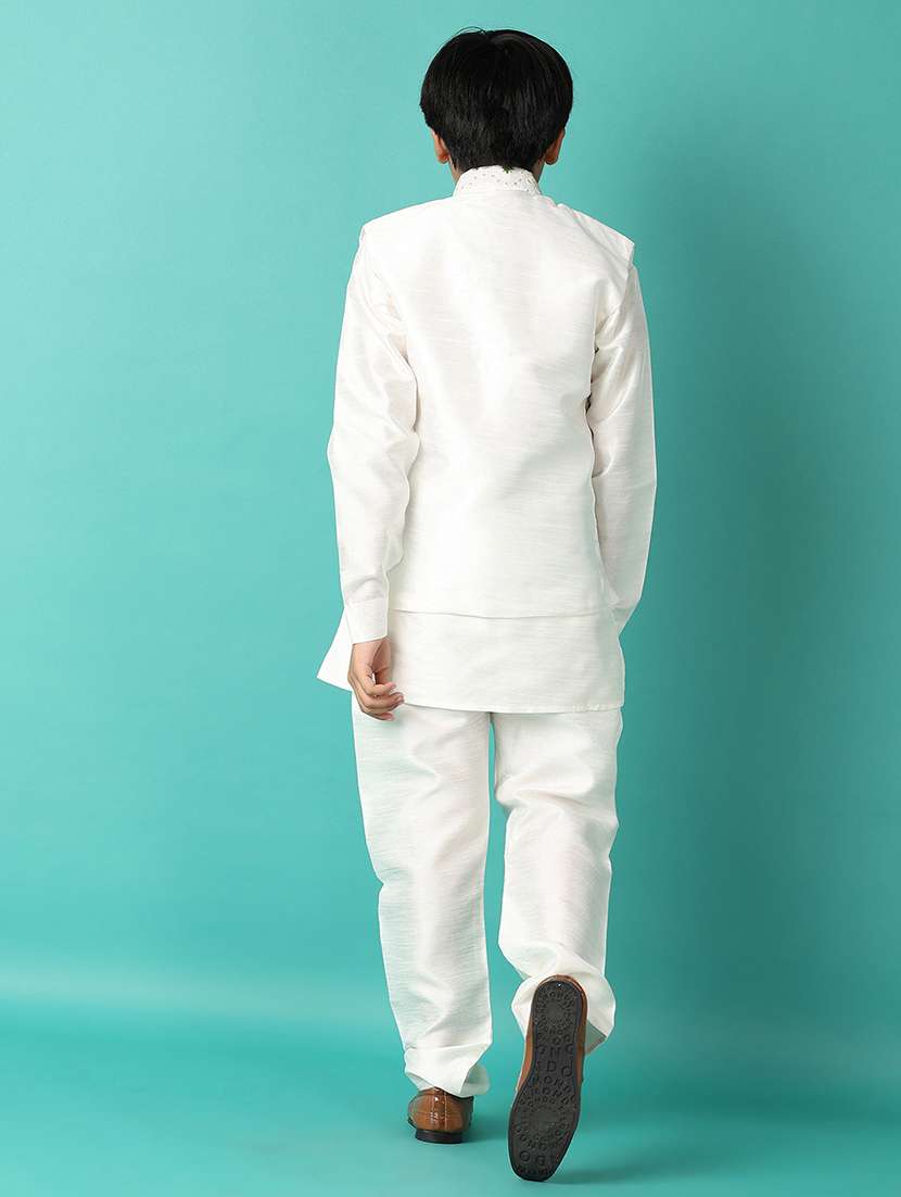 boys embroidered detailed kurta set with jacket - 21492324 -  Standard Image - 2