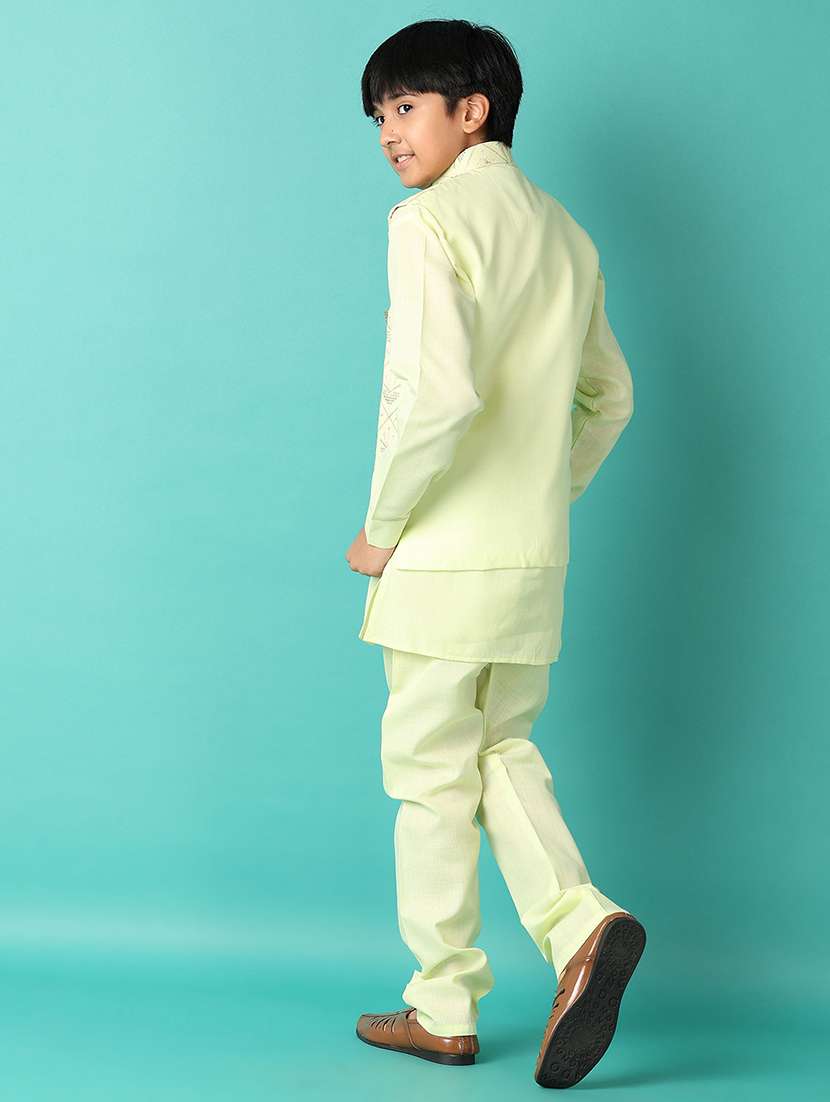 boys embroidered detailed kurta set with jacket - 21492326 -  Standard Image - 2