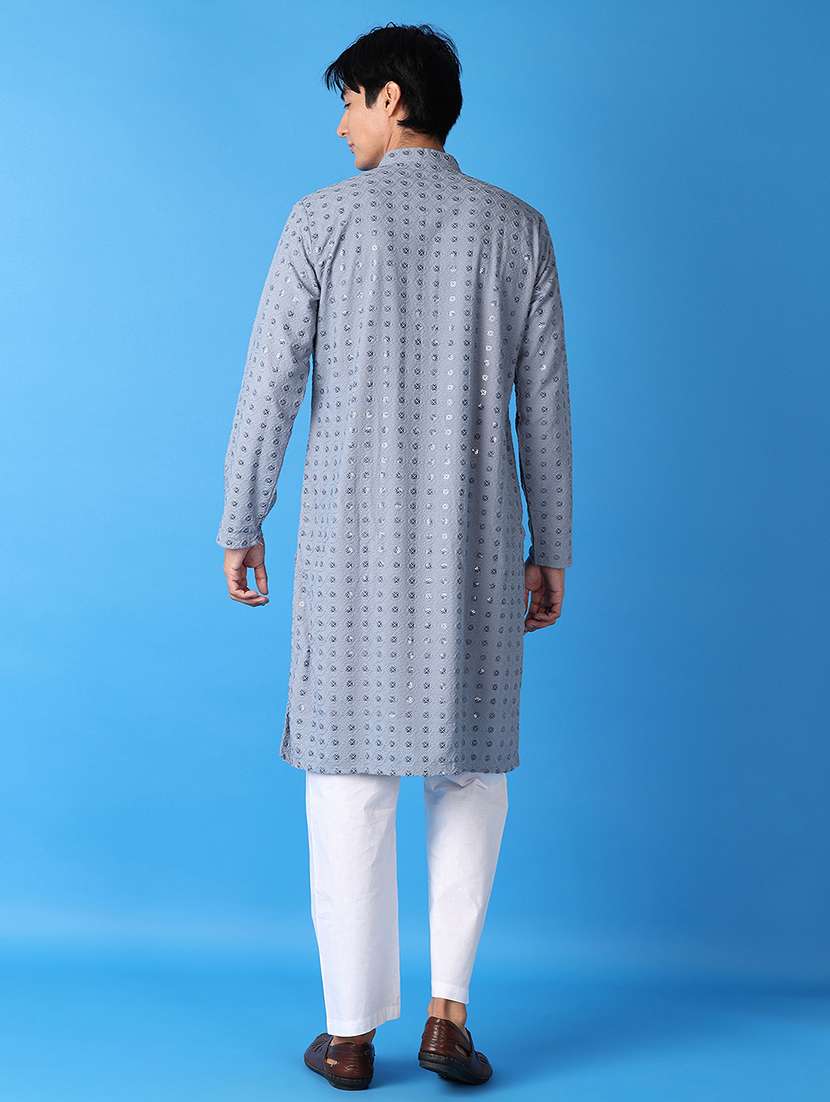 men blue self-designed kurta pyjama ethnic wear set - 21492336 -  Standard Image - 2