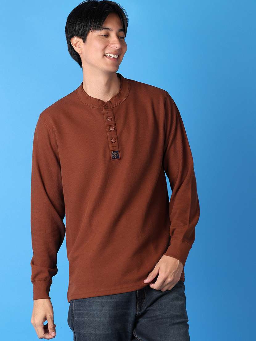 men brown plain t-shirt - 21492368 - Zoom Image - 0