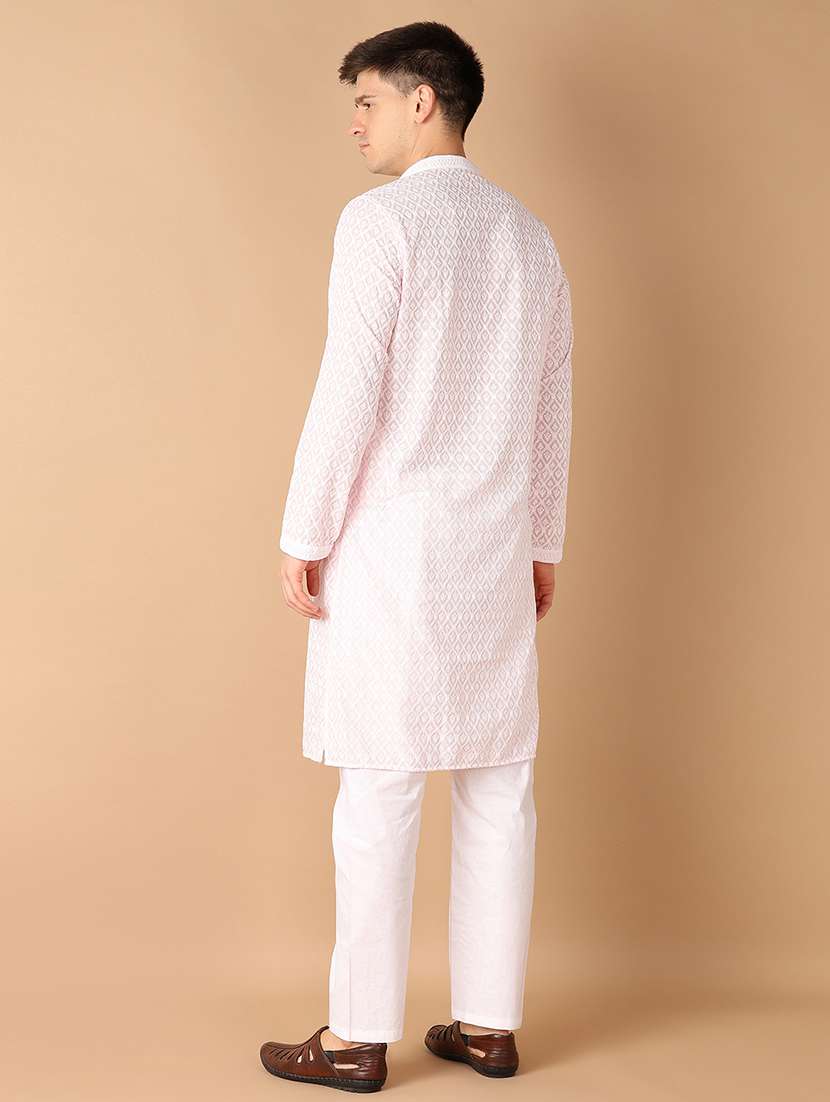 men pink self-designed kurta pyjama set - 21492515 -  Standard Image - 2