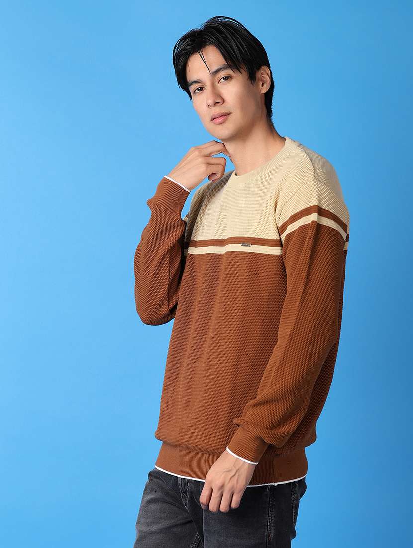 men long sleeves color block pullover - 21492519 -  Standard Image - 2