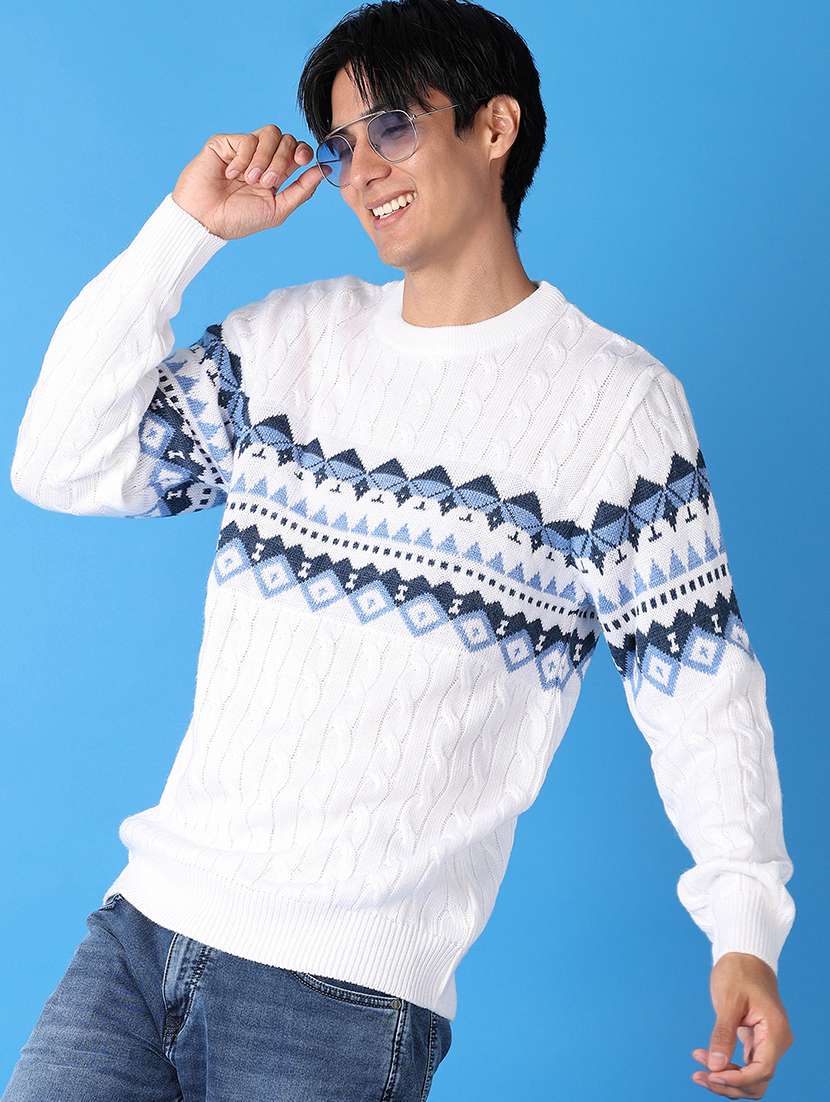 men long sleeves self design pullover - 21492526 -  Standard Image - 2