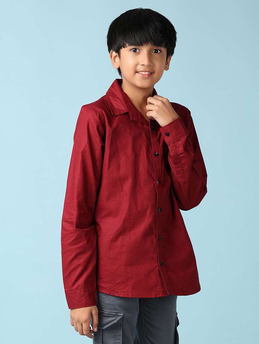 boys maroon solid shirt - 21492530 - Standard Image - 2