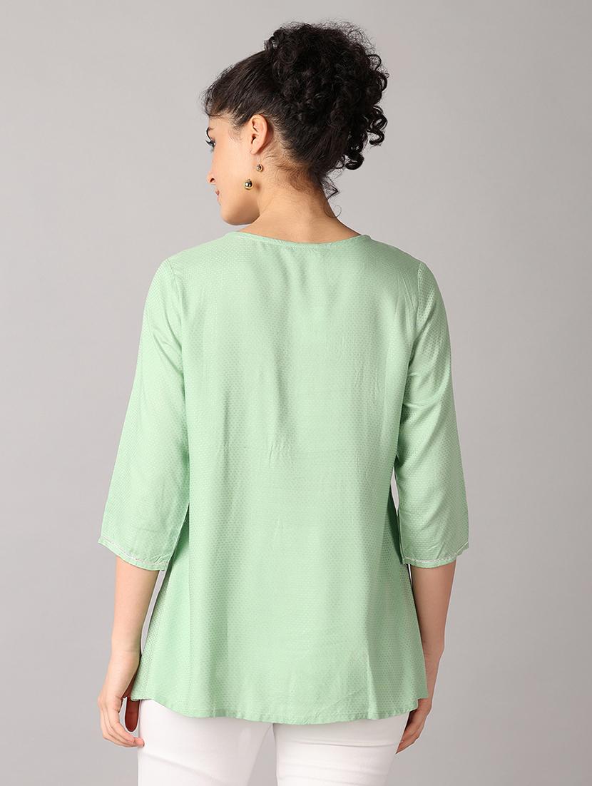 women self design round neck a-line top - 21492707 - Standard Image - 2