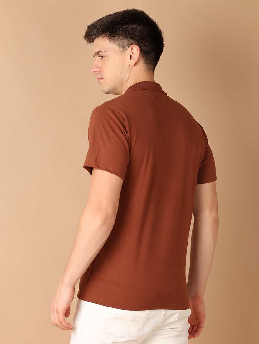 men brown solid polo t-shirt - 21492730 -  Standard Image - 2