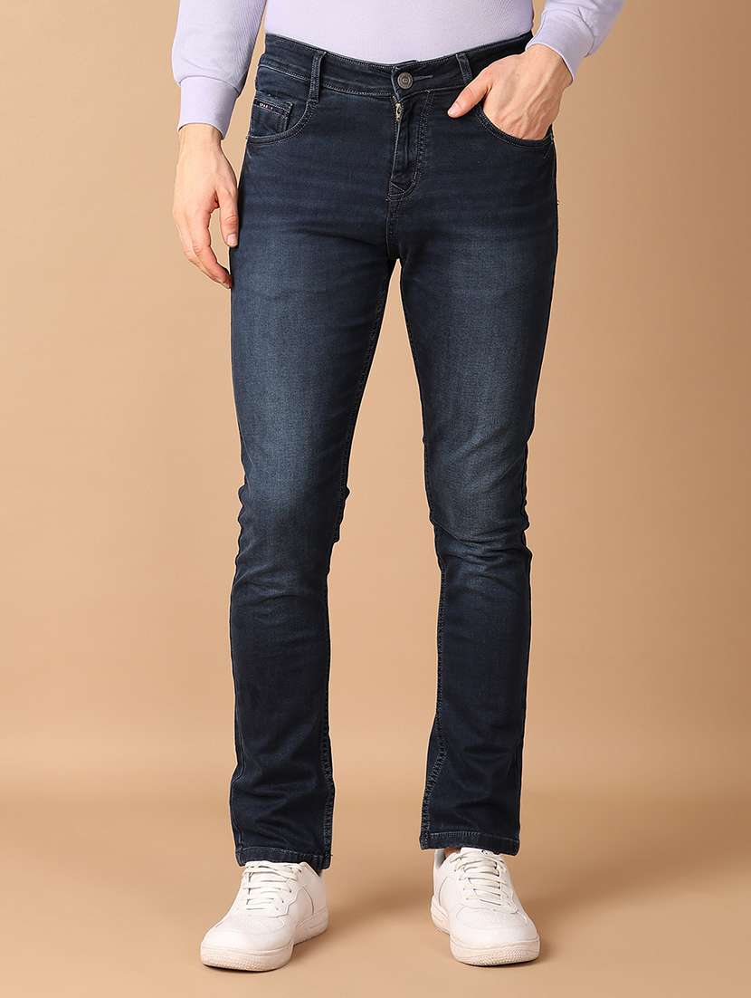 men blue plain jean