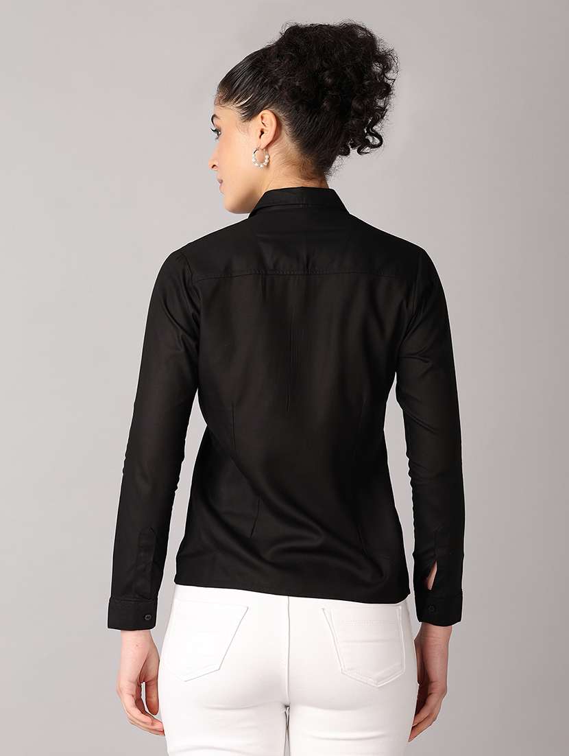 women solid long sleeves collared formal shirt - 21492735 - Standard Image - 2
