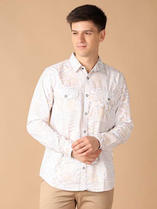 men collared printed casual shirt - 21492754 - Standard Image - 0