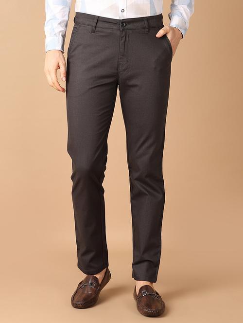 men grey solid chinos casual trouser - 21492798 - Standard Image - 0