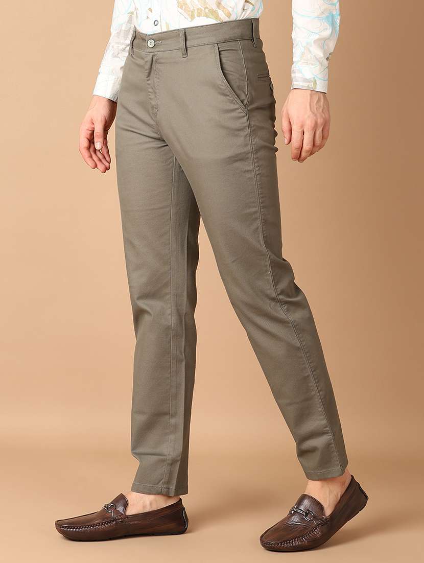 men green solid chinos casual trouser - 21492800 -  Standard Image - 2