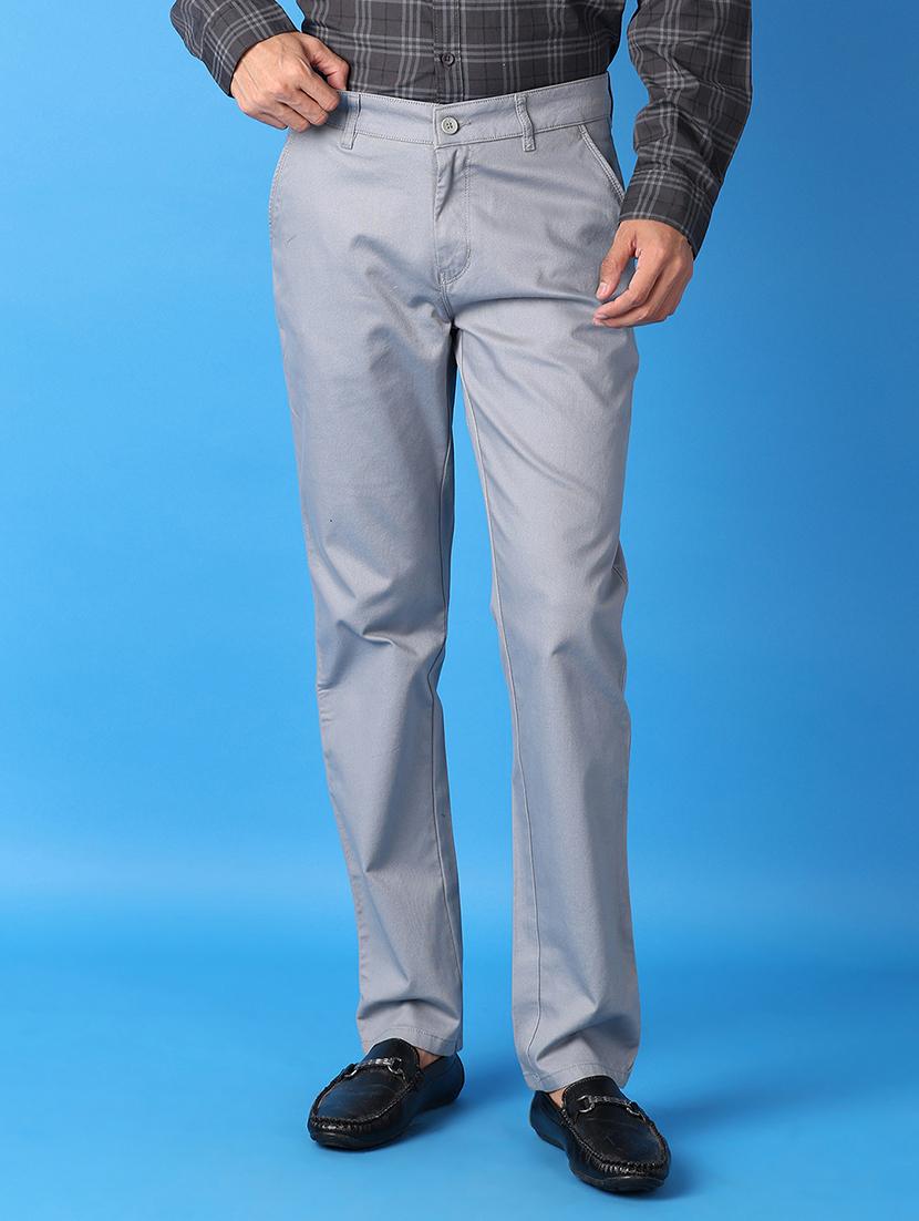men blue solid chinos casual trouser - 21492802 - Zoom Image - 0