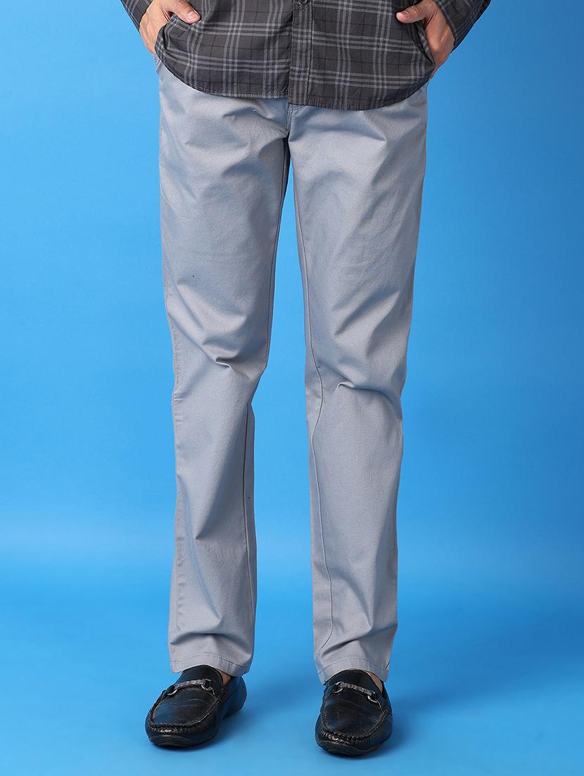 men blue solid chinos casual trouser - 21492802 - Standard Image - 2