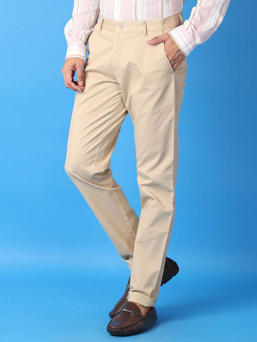 men mid-rise solid chinos casual trouser - 21492902 -  Standard Image - 2