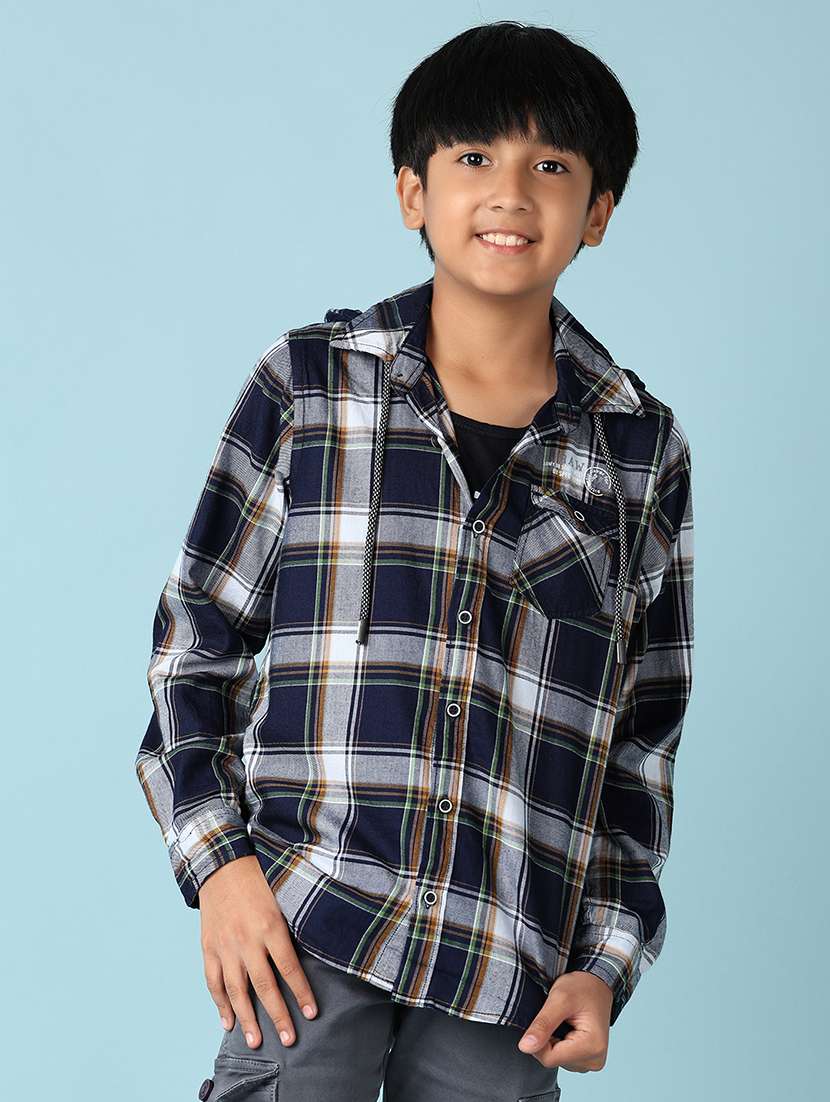 boys blue checks shirt - 21492966 -  Zoom Image - 0