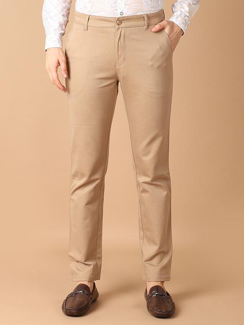 men solids flat front chinos trouser - 21492983 - Standard Image - 0