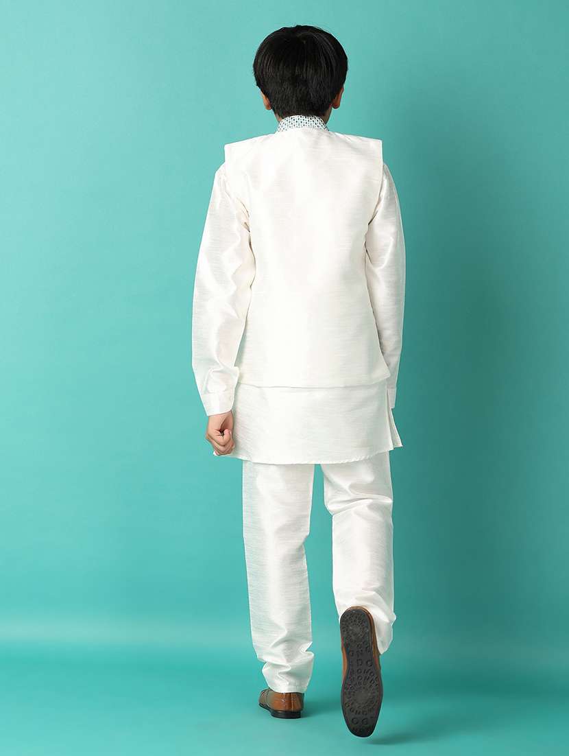 boys embroidered detailed kurta set with jacket - 21493046 -  Standard Image - 2