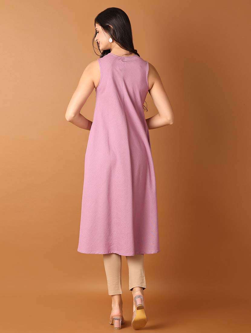 women lavender solid a-line kurta - 21493047 -  Standard Image - 2