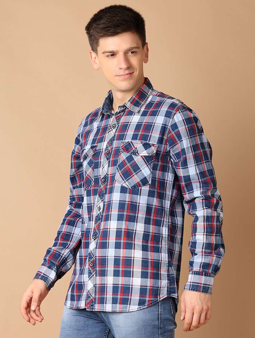 men collared checks casual shirt - 21493052 -  Standard Image - 2