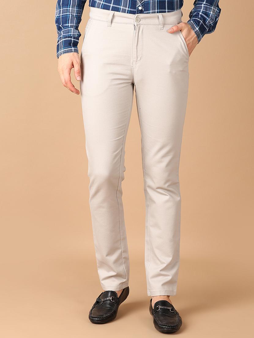 men solids flat front chinos trousers