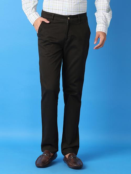 men solids flat front chinos trousers - 21493139 -  Standard Image - 0