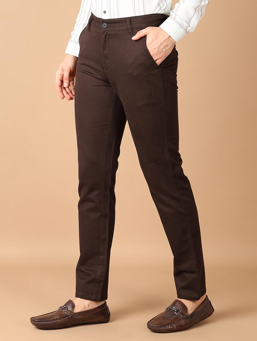 men solids flat front chinos trousers - 21493142 - Standard Image - 2