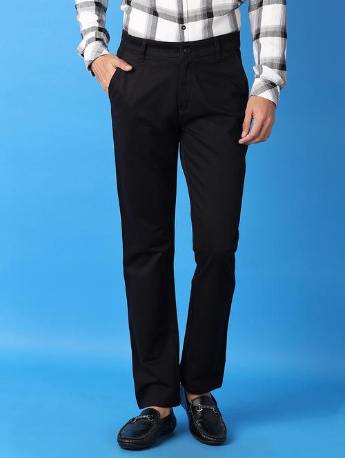 men solids flat front chinos trousers - 21493143 - Standard Image - 0