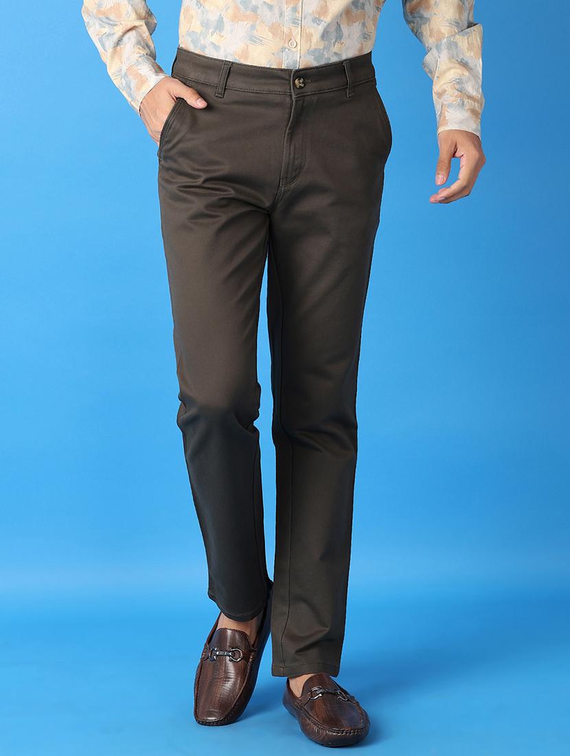 men solids flat front chinos trousers - 21493145 -  Zoom Image - 0
