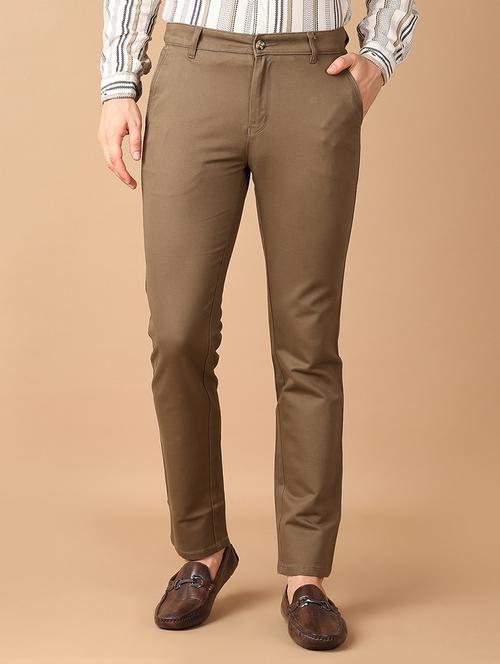 men solids flat front chinos trousers - 21493146 - Standard Image - 0