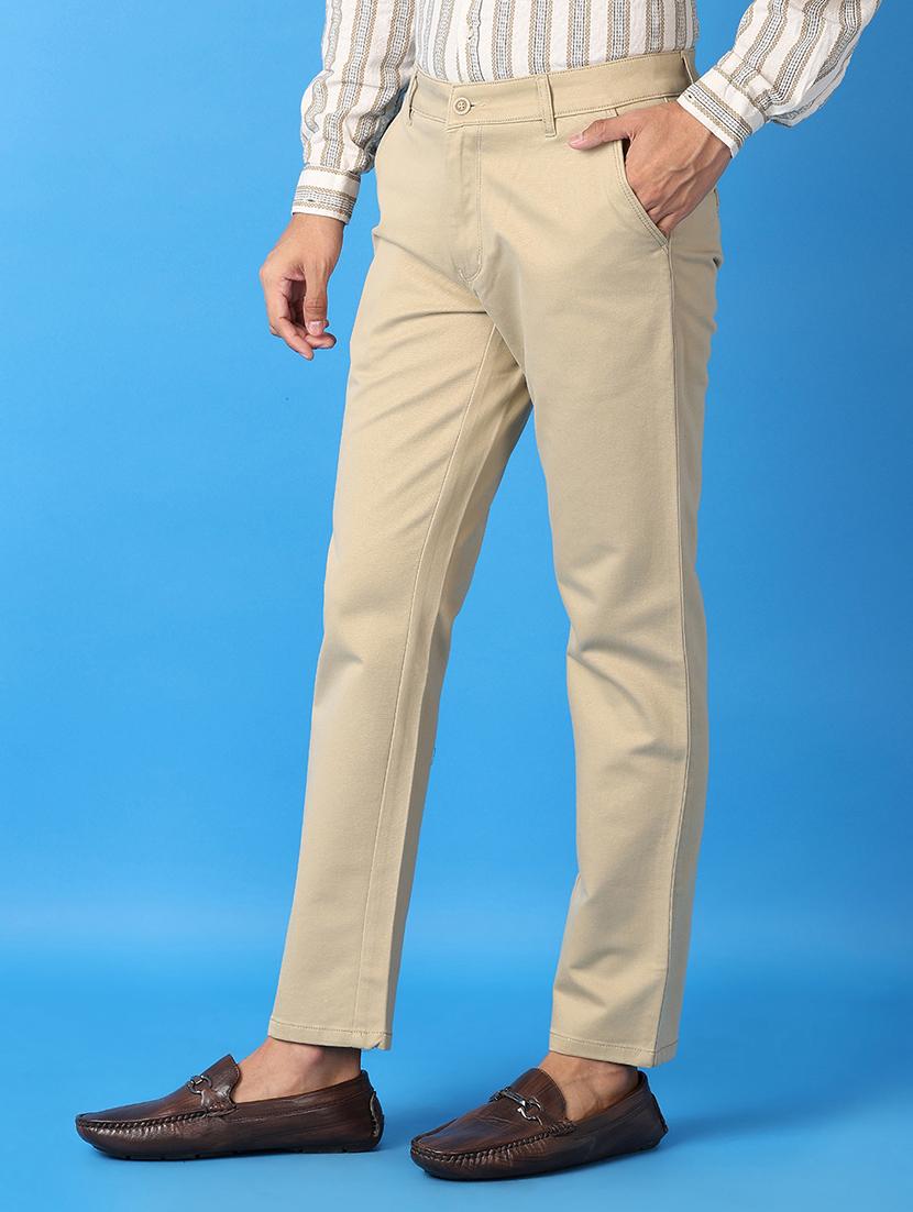 men solids flat front chinos trousers - 21493147 - Standard Image - 2