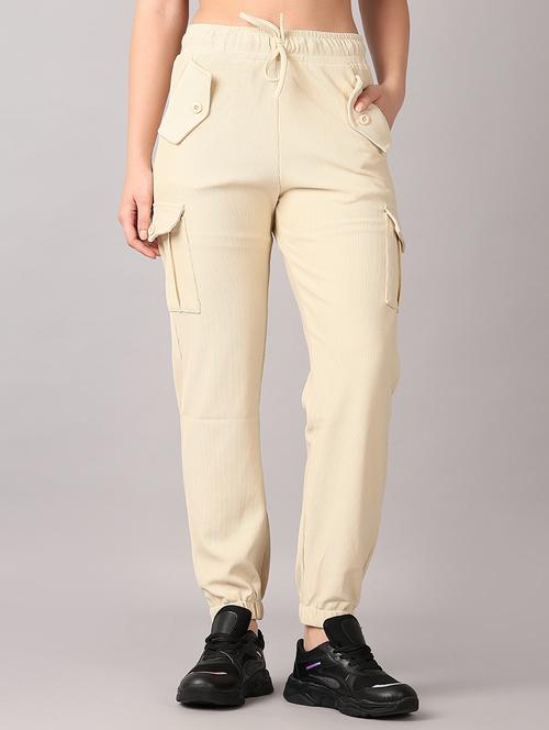 women beige solid cargo - 21493178 - Standard Image - 0