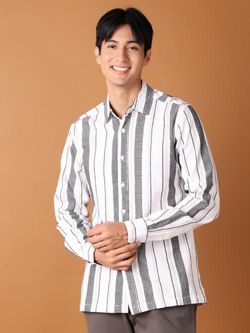 men collared stripes casual shirt - 21493226 - Standard Image - 0