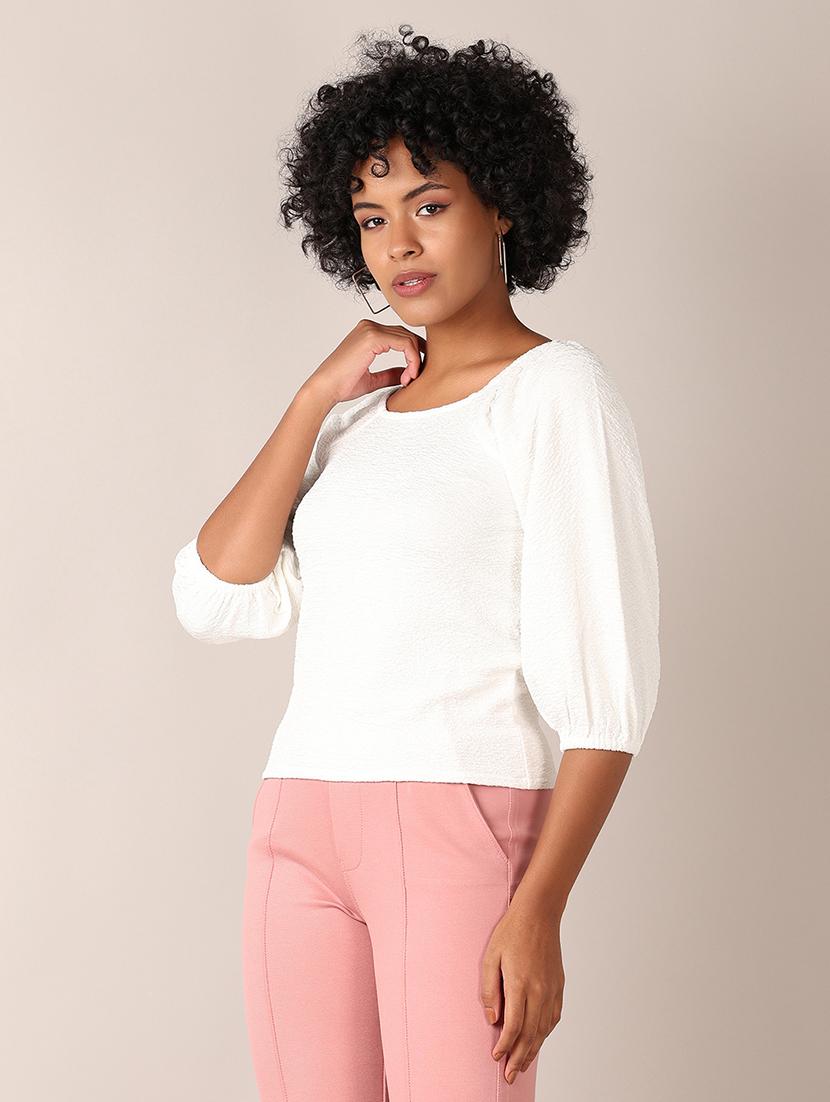 women solid round neck regular top - 21493523 - Standard Image - 2