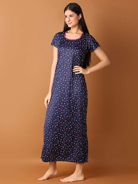 women floral printed short sleeve nighty - 21493700 -  Standard Image - 2