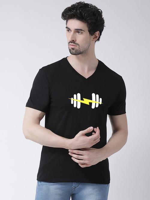 men v-neck chest print t-shirt - 21493929 - Standard Image - 0