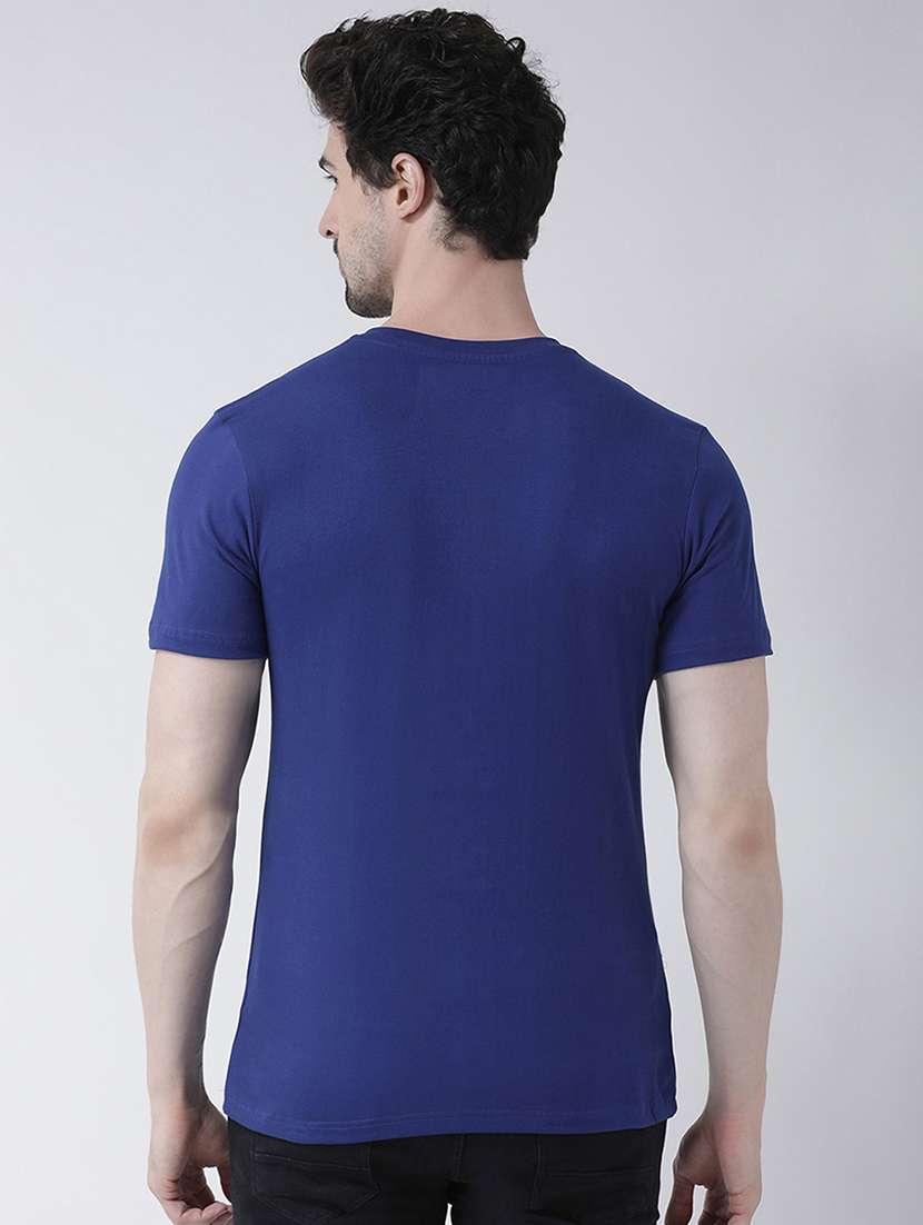 men blue cotton chest print t-shirt - 21493930 - Standard Image - 2