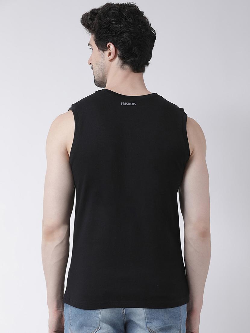 men round neck chest print sleeveless t-shirt - 21493932 - Standard Image - 2