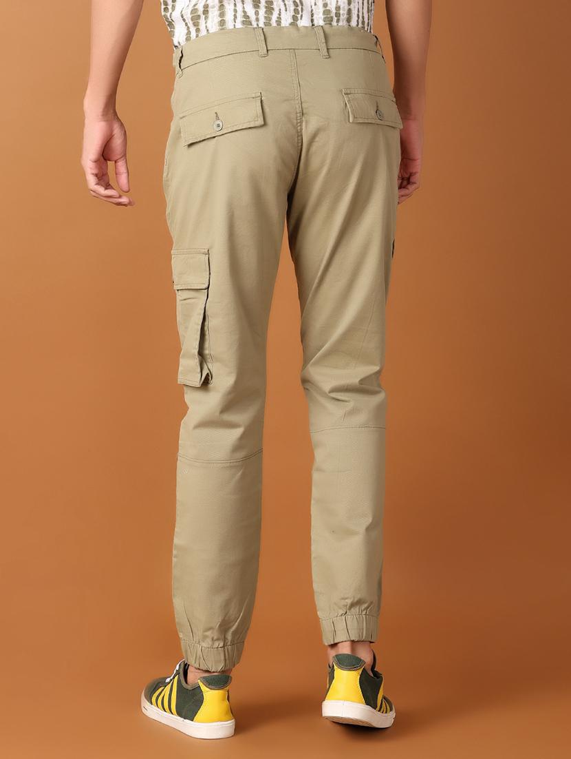men solid flat front jogger fit trouser - 21493954 - Standard Image - 2