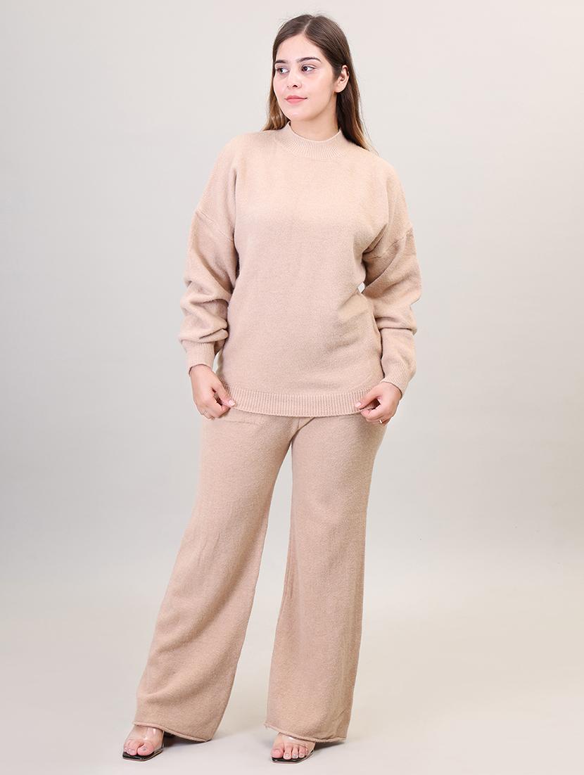 women beige wool co-ord set - 21494118 - Standard Image - 2
