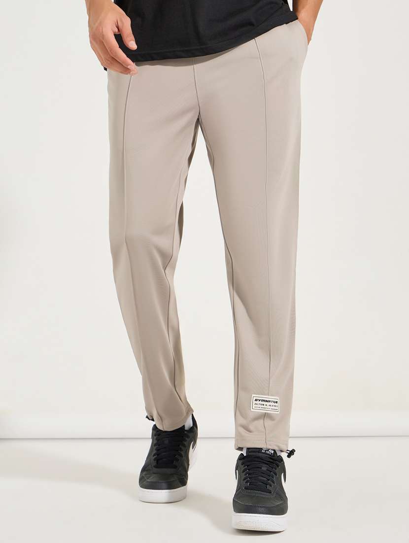 men mid rise solid jogger track pant