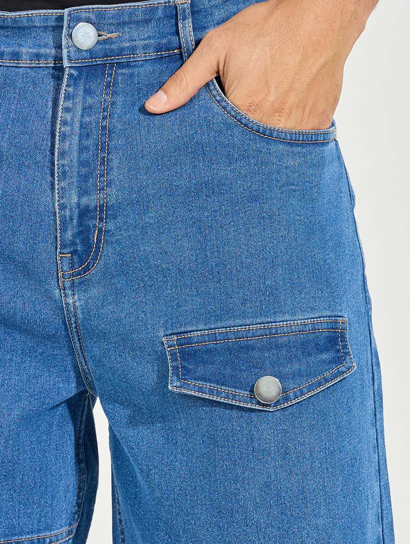 Men Solid Mid Rise Baggy Jean