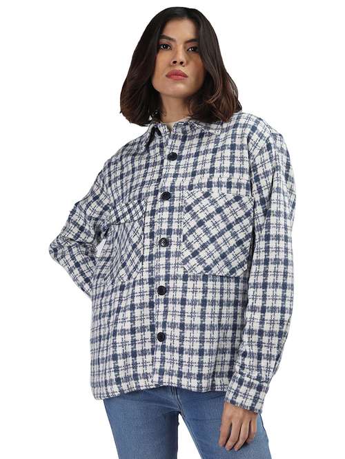 women white wool shacket - 21494254 -  Standard Image - 0