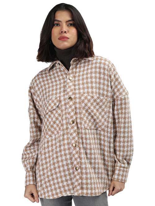 women brown wool shacket - 21494256 -  Standard Image - 0