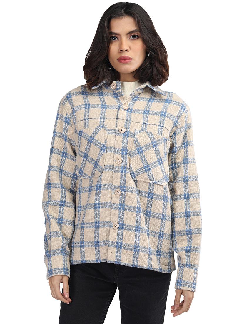 women cream long sleeves shackets - 21494264 - Zoom Image - 0