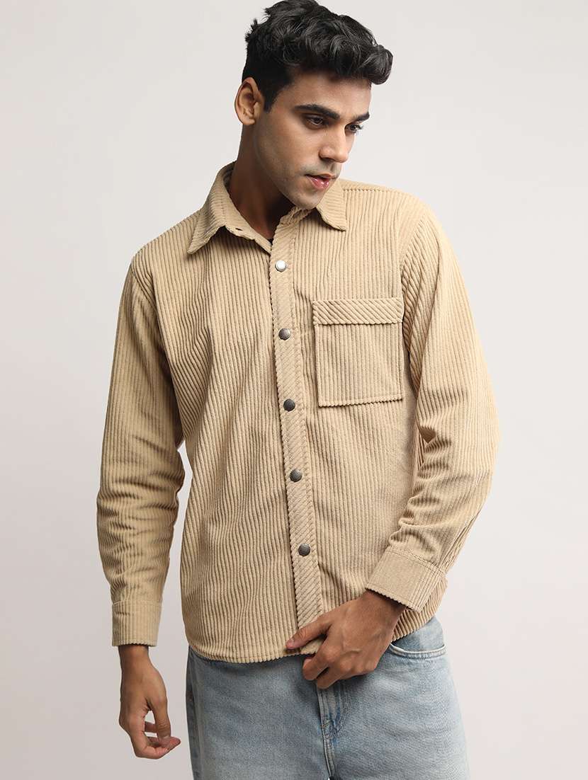 men long sleeve solid shacket