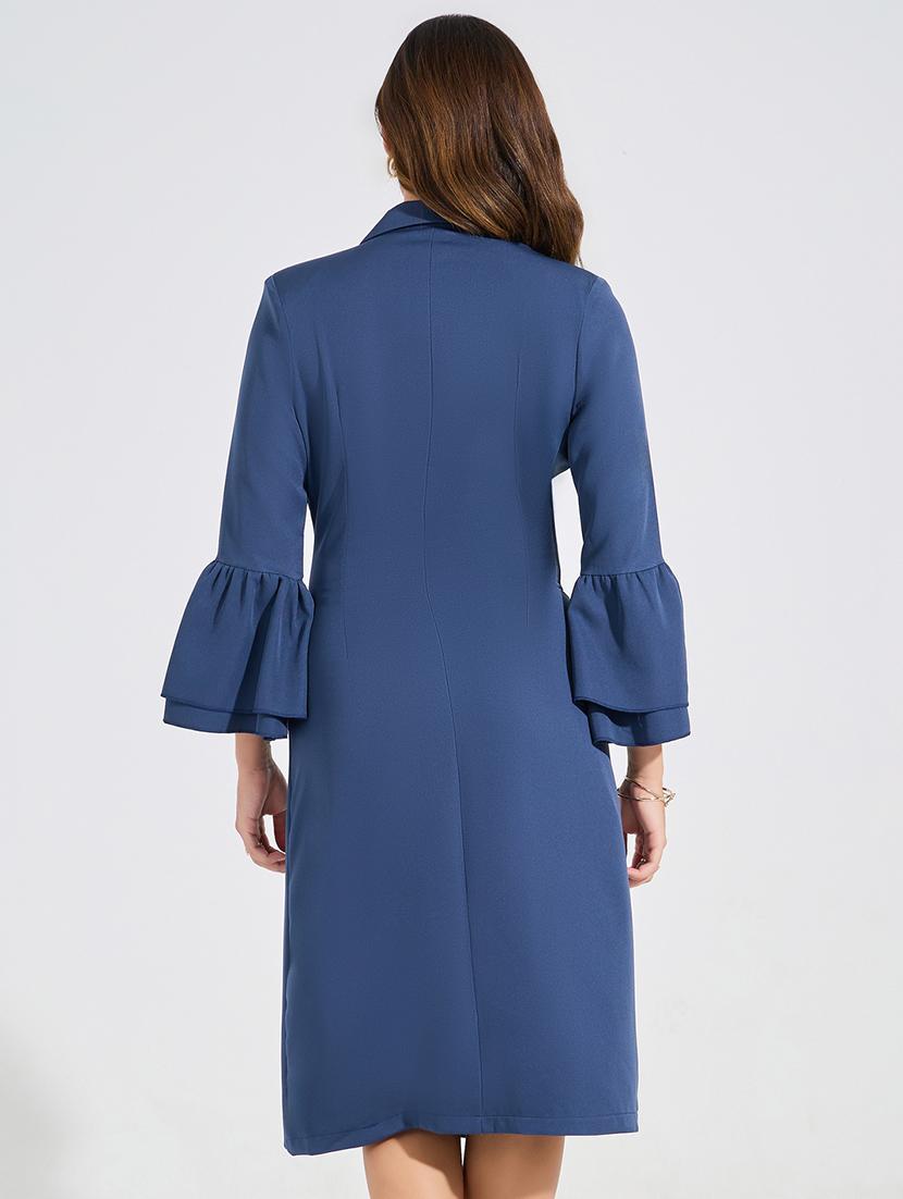 women navy blue polyester coat dress dress - 21494330 - Standard Image - 2