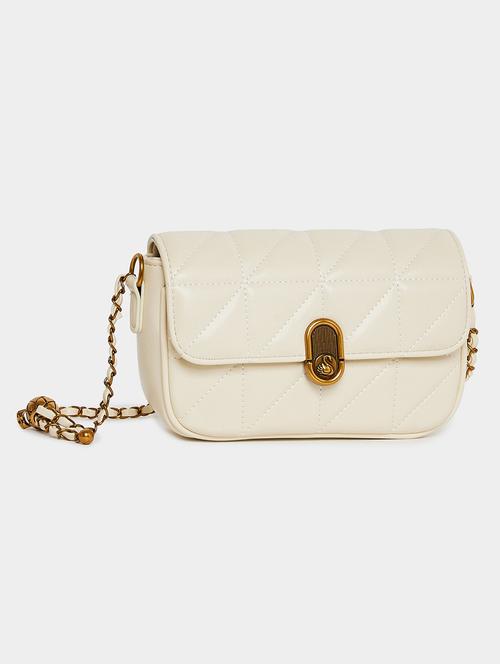 women off white pu handbag - 21494372 -  Standard Image - 0