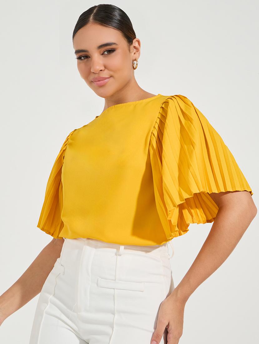 women gold polyester regular top - 21494410 -  Zoom Image - 0