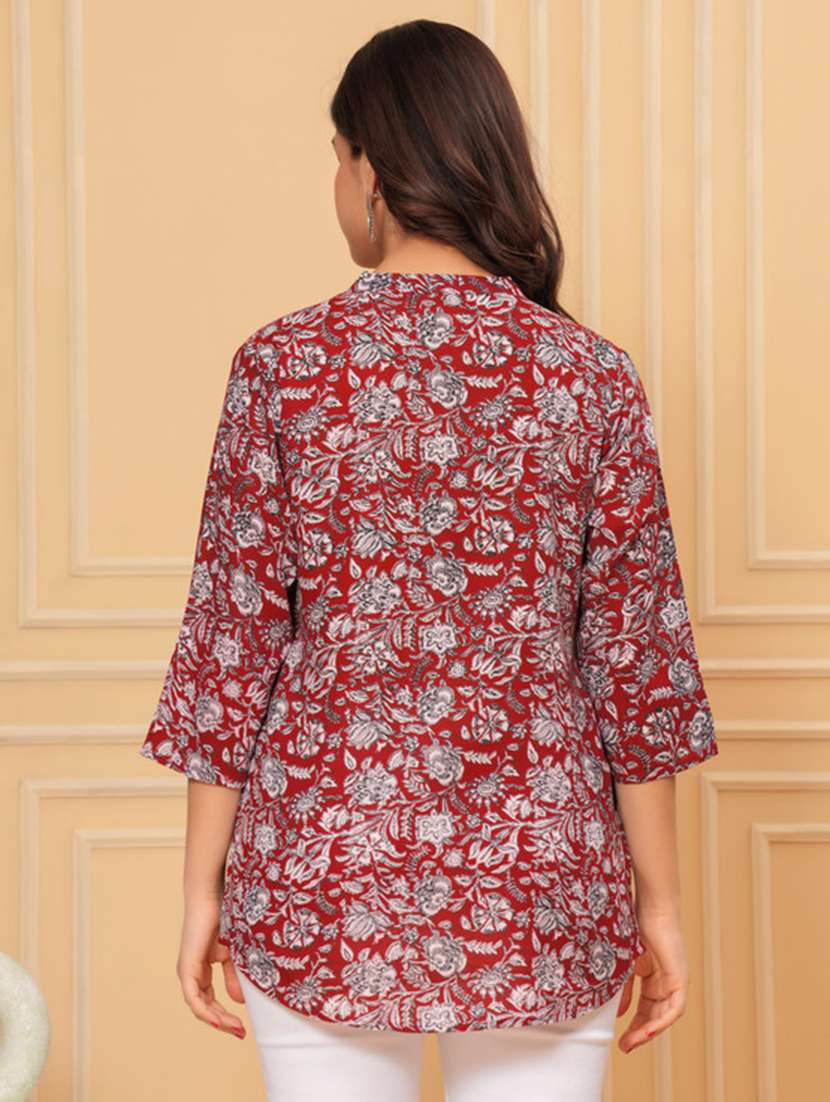 women maroon floral printed kurti - 21494420 - Standard Image - 2