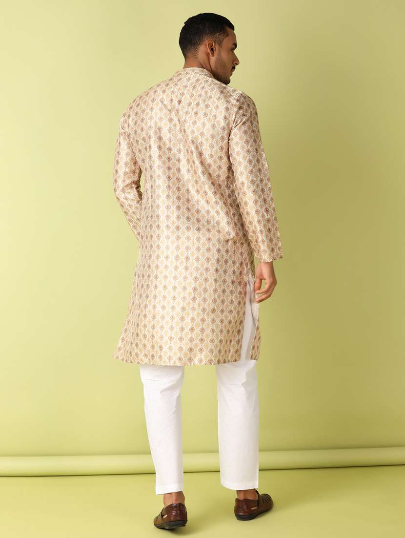 men printed detailed kurta & pyjama set - 21494473 -  Standard Image - 2